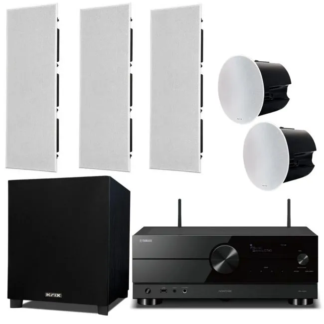 Wall/Krix: Krix, In-wall, speakers, and, Yamaha, Receiver, 