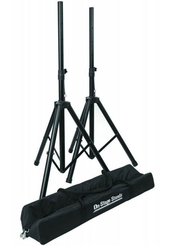 OnStage, Compact, Twin, Speaker, Stand, Pack, with, Carry, Bag, 