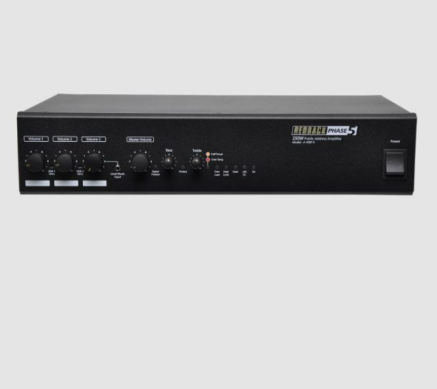 Redback, A4387A, Phase, 5, 250W, 100V, 3, Input, Public, Address, Amplifier, 