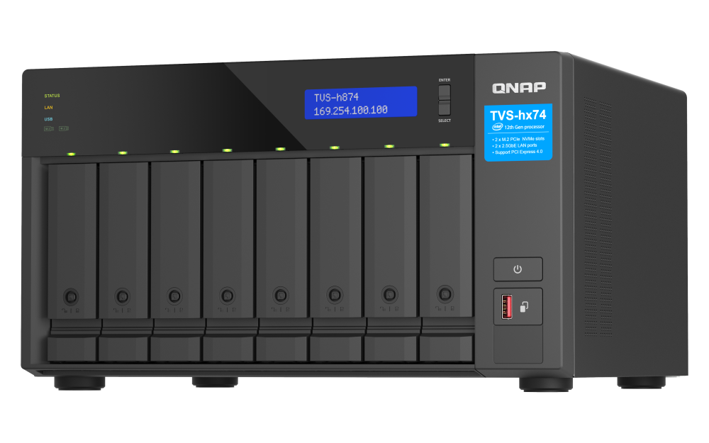 QNAP, TVS-h874-i7-32G, 8-bay, QuTS, hero, NAS, Intel, Core, i7, 12-core, (8P+4E), /20-thread, Processor, 32GB, SO-DIMM, DDR4(max.64, 