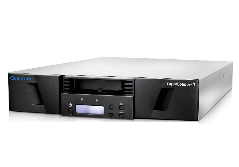 Quantum, SuperLoader, 3, one, LTO-8HH, tape, drive, Model, C, 16, slots, 6Gb/s, SAS, rackmount, barcode, reader, (NAM/APAC/LAM), 
