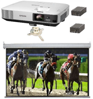 Large, Hall, system, -, Epson, HD, 5500, lumen, projector, 4.2m, wide, Electric, Screen, mount, and, converters, 