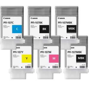 Ink Cartridges/Canon: CANON, 6, x, 130ML, PFI-107, INK, BUNDLE, FOR, IPF670, iPF770, 