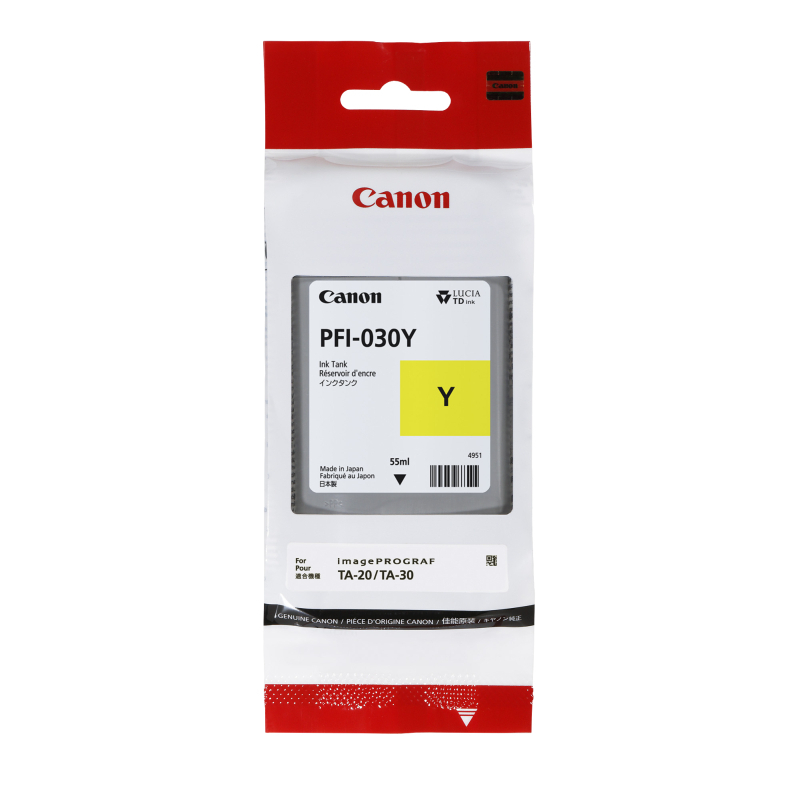 Ink Cartridges/Canon: Canon, PFI030, Yellow, Ink, 55ml, for, the, TA, and, TMX40, Printers, 