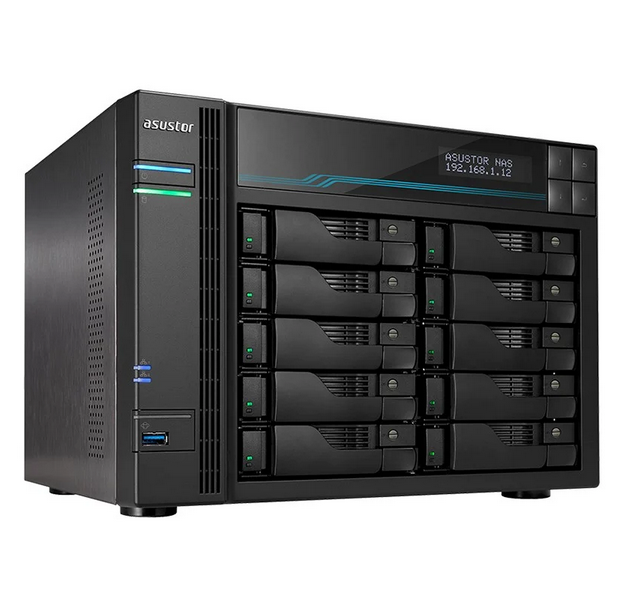 ASUSTOR, AS6510T, 10-BAY, NAS, 3.5/2.5(0/10), QC-2.1GHz, 8GB, M.2(2), 2.5G(2), 10G(2), TWR, 3YR, 