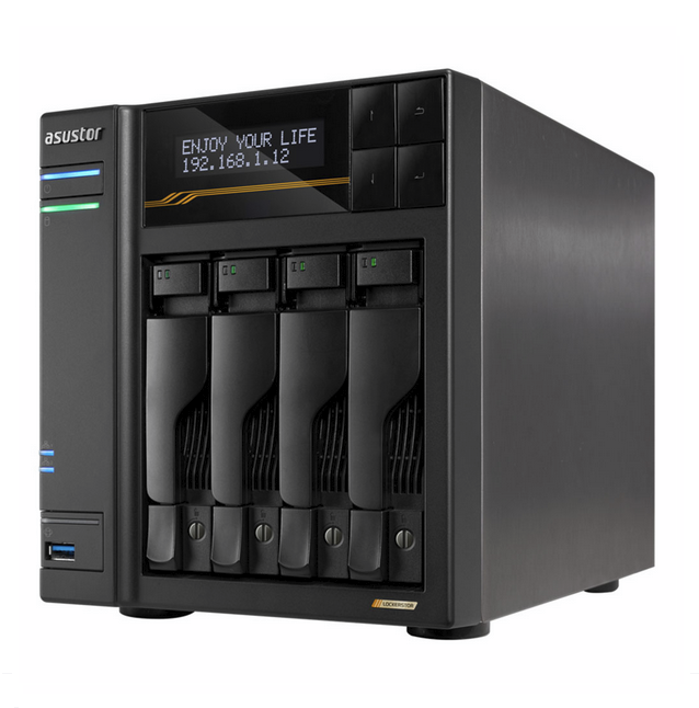 AS6804T, 4-BAY, NAS, 3.5/2.5(0/4), QC-2.3GHz, 16GB, M.2(4), 5G(2), 10G(2), PCIe, TWR, 3YR, 