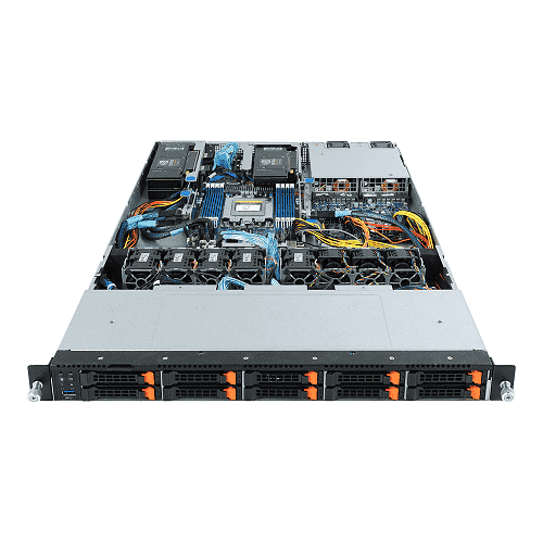 R162-Z10, 1U, Server, up, to, 3, Tesla, Cards, single, AMD, 32, core, 64GB, RAM, max, 10, NVME/Solid, State, Drive, (SSD), or, 6, 2.5, bays, 