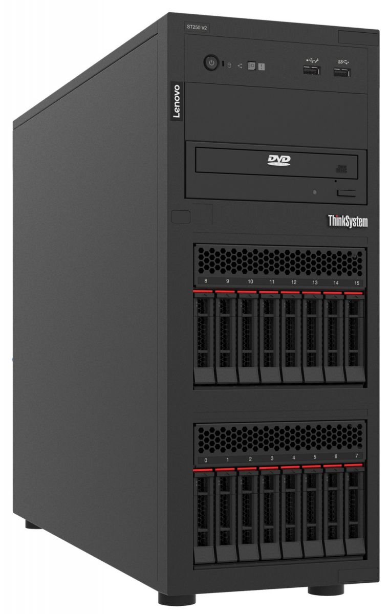 Tower/LENOVO: LENOVO, ST250, V2, E-2324G, 4C(1/1), 16GB(1/4), 2.5HS(0/8), 5350-8I, 550W(1/2), 3YR, 