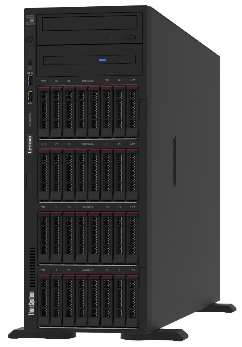 Tower/Lenovo: LENOVO, ThinkSystem, ST650, V3, 1xIntel, Xeon, Gold, 5416S, 16C, 2GHz, 150W, SFF, 1x32GB, 2Rx8, RAID, 9350-8i, 2GB, Flash, Tower, Server, 