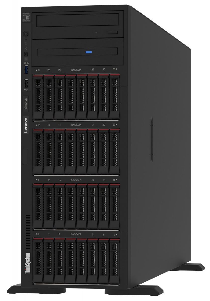 LENOVO, ThinkSystem, ST650, V3, 1xIntel, Xeon, Gold, 5416S, 16C, 2GHz, 150W, SFF, 1x32GB, 2Rx8, RAID, 9350-8i, 2GB, Flash, Tower, Server, 