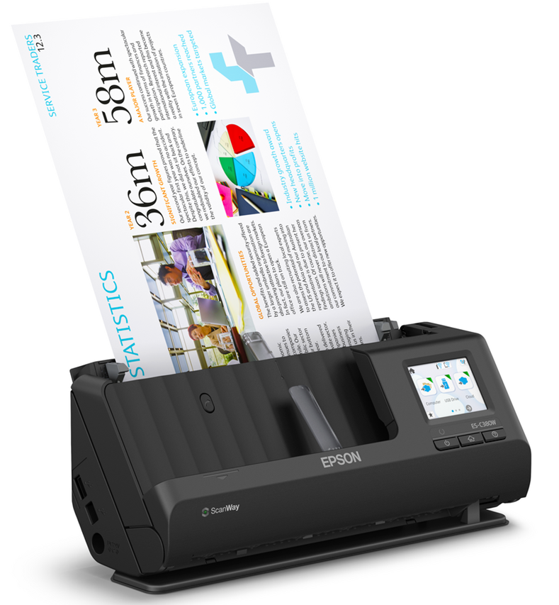 A4 Document/Epson: Epson, WorkForce, ES-C380W, A4, 30ppm, PC, Free, Compact, Document, Scanner, 