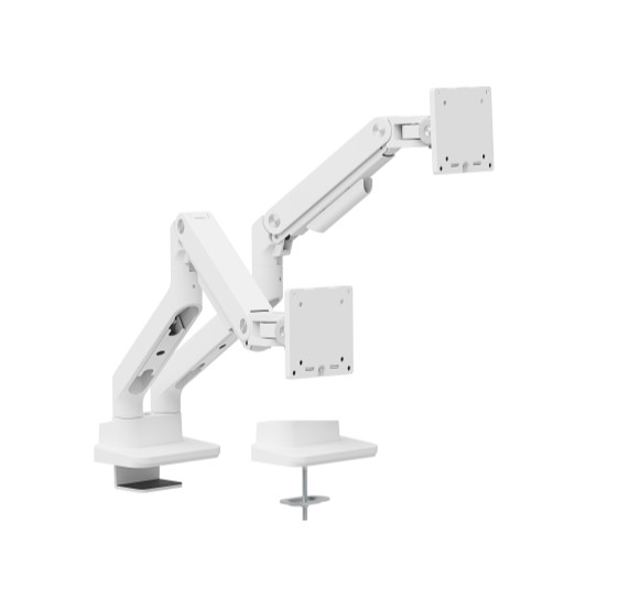 Brateck, LDT81-C024-W, NOTEWORTHY, HEAVY-DUTY, GAS, SPRING, DUAL, MONITOR, ARM, Fit, Most, 17, -35, Monitor, Fine, Texture, White(new), 
