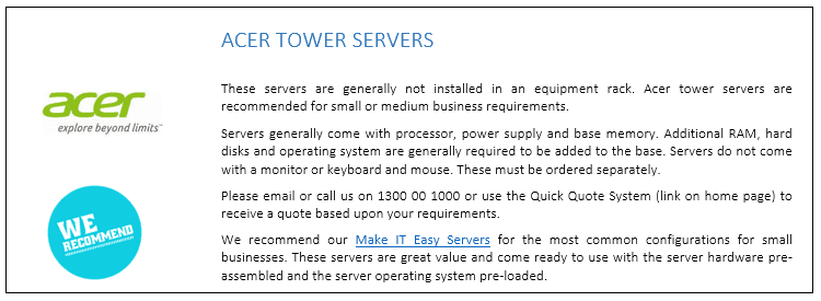Acer Tower Servers