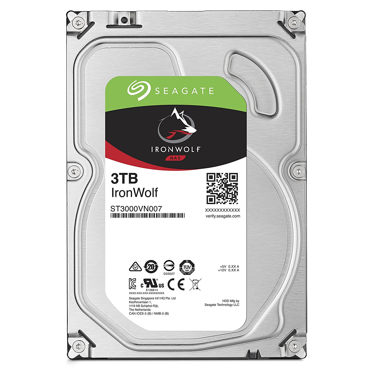 SEAGATE, IRONWOLF, 3TB, Network, Attached, Storage, 3.5IN, 5900RPM, 6Gb/S, SATA, 64MB, 