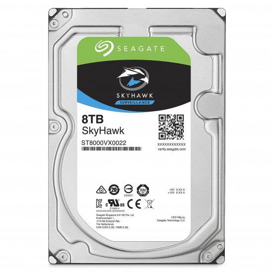 SEAGATE, SKYHAWK, 8TB, SURVEILLANCE, 3.5IN, 6Gb/S, SATA, 64MB, 7200RPM, 