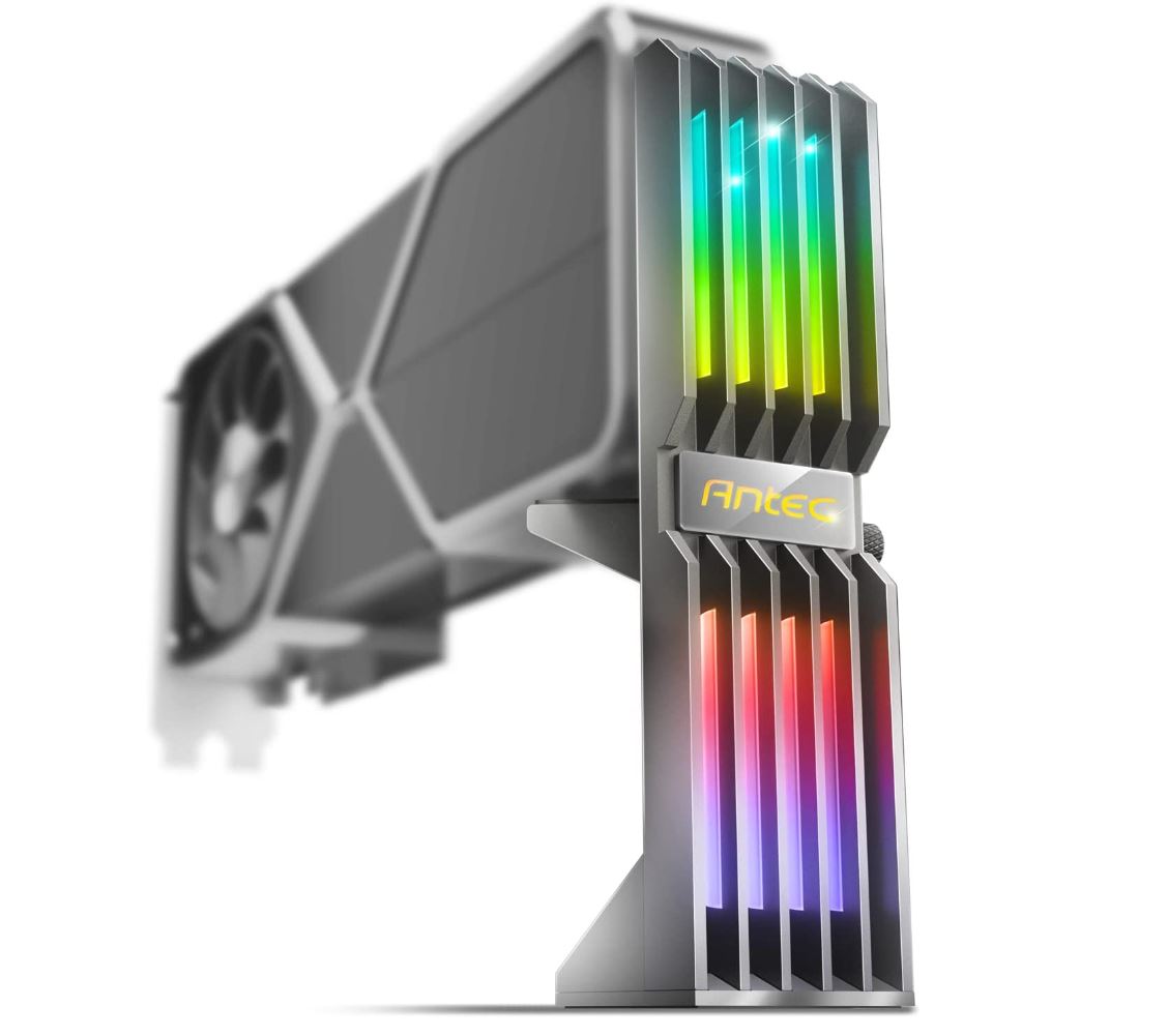 Computer Cases/Antec: Antec, RGB, GPU, Support, Bracket, Graphics, Card, Holder, Addressable, RGB, 5V, 3PIN, RGB, Connector., Grey, 