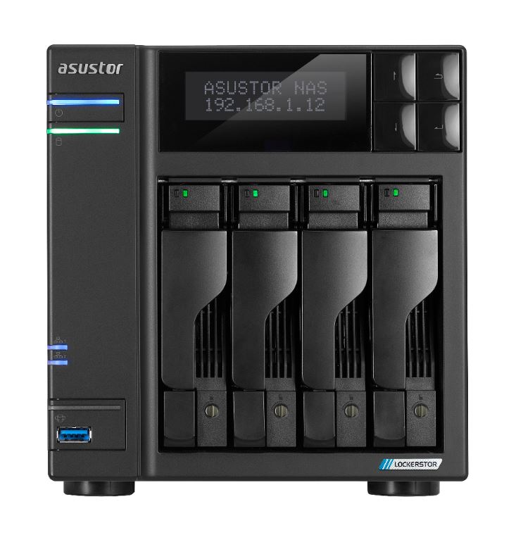 ASUSTOR, 4-BAY, NAS, 3.5/2.5(0/4), QC-2.0GHz, 4GB, M.2(4), 2.5G(2), PCIe, TWR, 3YR, 