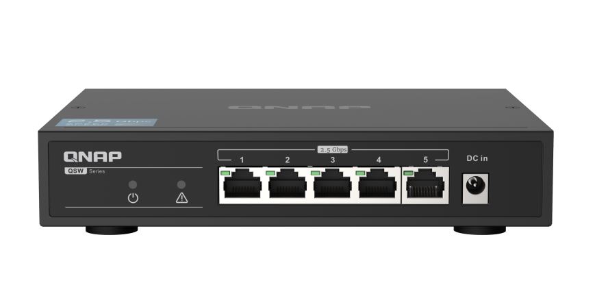 QNAP, QSW-1105-5T, Instantly, upgrade, your, network, to, 2.5GbE, connectivity, 5xPorts, 5x2.5GbE, 