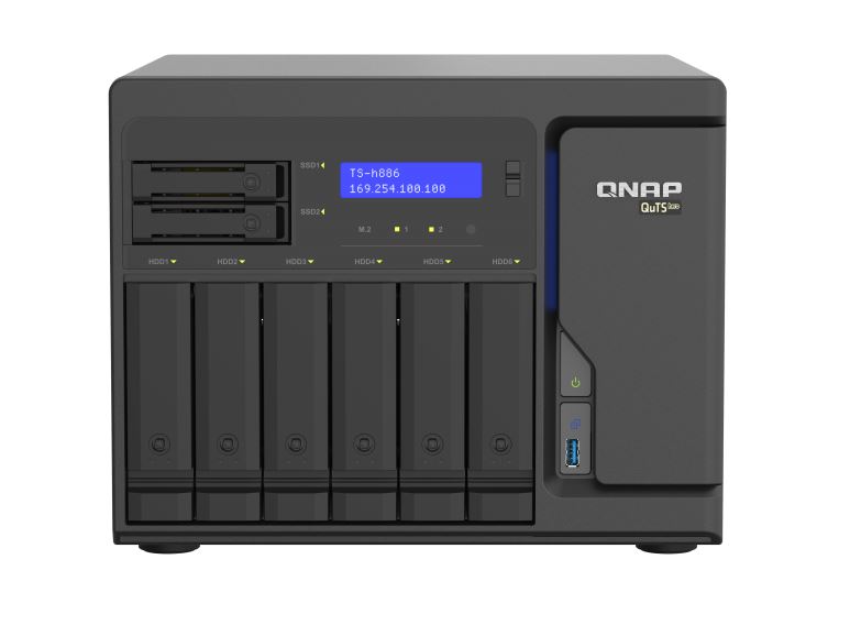 QNAP, 6+2, BAY, NAS, (NO, DISK), XEON, QC, 2.6GHz, 16GB, 2.5GbE(4), PCIe(2), 3YR, WTY, 