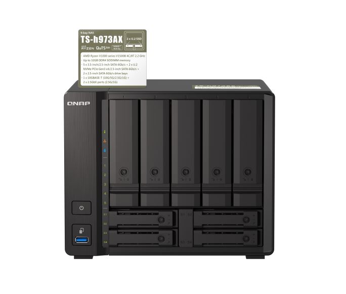 Other/QNAP: Qnap, TS-h973AX, 9-Bay, NAS, AMD, Ryzenâ„¢, Embedded, V1500B, quad-core, eight, threads, 2.2, GHz, processor, 32G, Hot-swappable, 2, x2.5, 