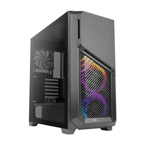Antec, DP502, FLUX, High, Airflow, ATX, Tempered, Glass, with, 3x, ARGB, Fans, in, Front, 1x, Rear, 1x, PSU, Shell, (Reverse, Fan, blade), 