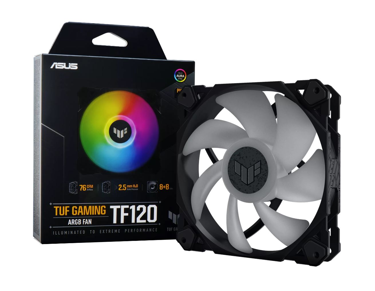 Case Accessories/ASUS: ASUS, TUF, Gaming, TF120, ARGB, Fan., Low, Noise., PWN, Control, Anti-vibration., Double-layer, LED, arra, .Aura, Sync., 250, 000, hours, 