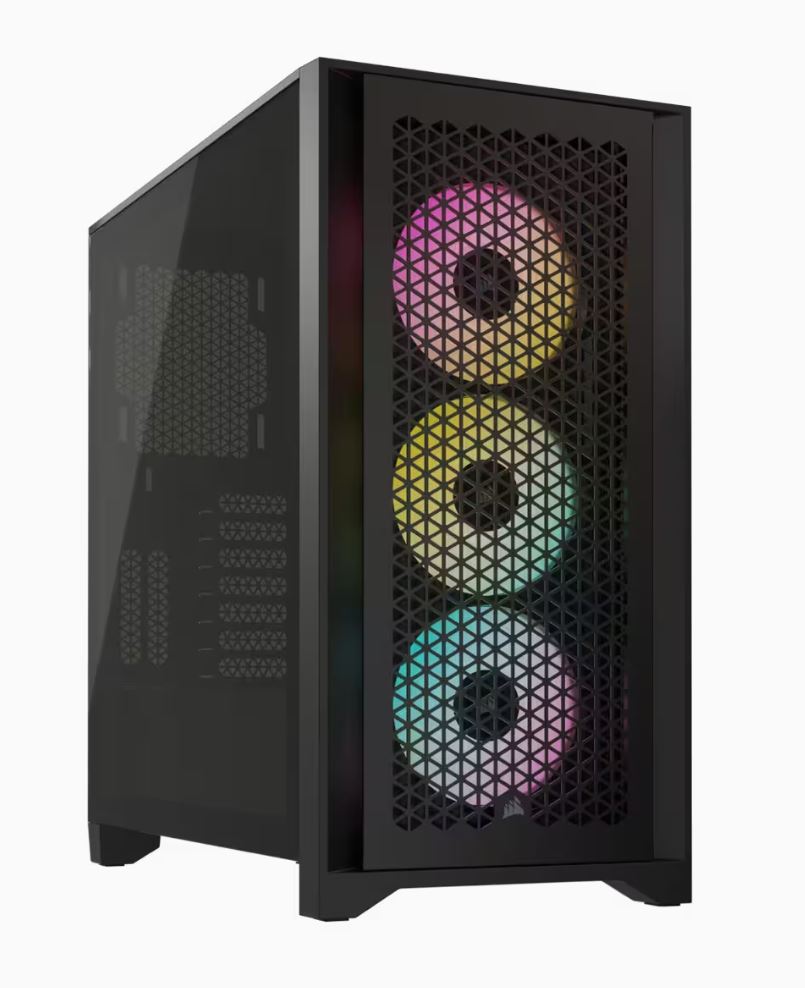 Computer Cases/Corsair: Corsair, iCUE, 4000D, RGB, Airflow, Mesh, Front, Panel, Mid-Tower., Black., 3x, AF120, RGB, Elite, FAns, Node, Pro, Controller, -, Gaming, 