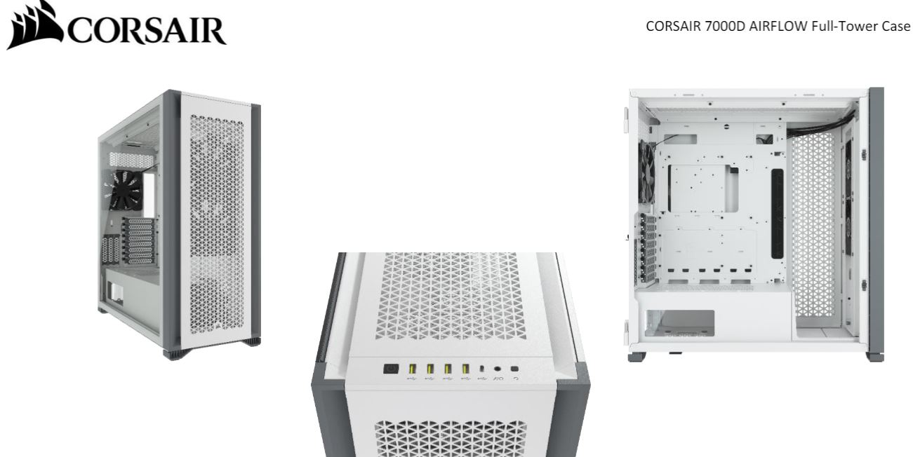 Computer Cases/Corsair: Corsair, Obsidian, 7000D, AF, Tempered, Glass, Mini-ITX, M-ATX, ATX, E-ATX, Tower, Case, USB, 3.1, Type, C, 10x, 2.5, 6x, 3.5, HDD., 