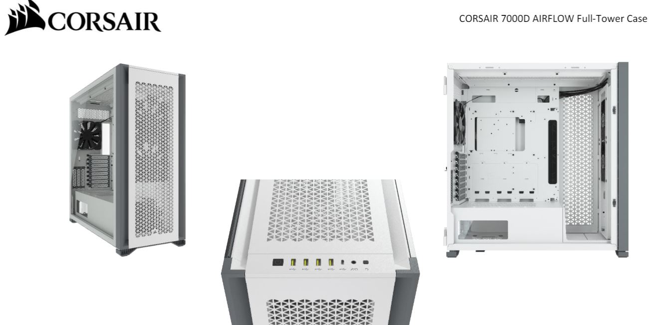 Corsair, Obsidian, 7000D, AF, Tempered, Glass, Mini-ITX, M-ATX, ATX, E-ATX, Tower, Case, USB, 3.1, Type, C, 10x, 2.5, 6x, 3.5, HDD., 