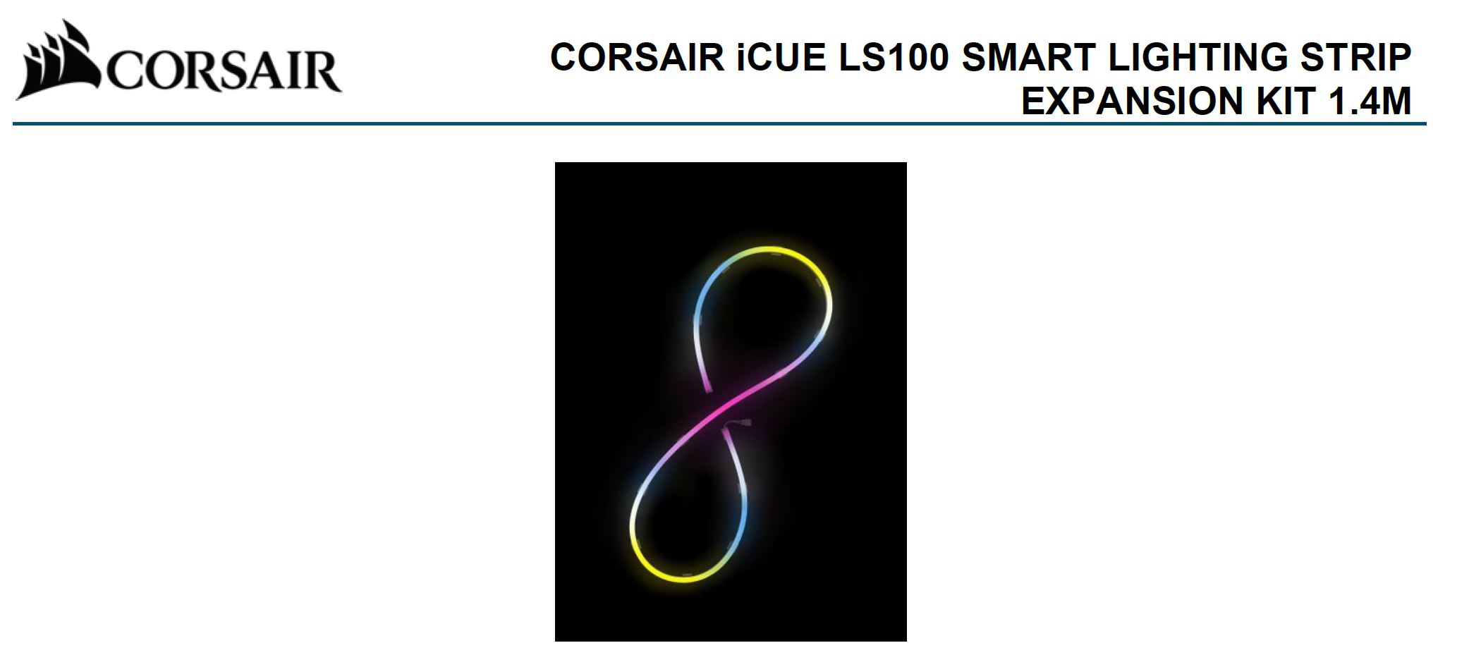Computer Cases/Corsair: Corsair, iCUE, LS100, Smart, Lighting, Strip, Expansion, Kit, 1x, 1.4, Meter, 84, Individually, Addressable, LED., 
