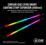 Corsair, iCUE, LS100, Smart, Lighting, Strip, Expansion, Kit, 2x, 450mm, Addressable, LED, Strip, RGB, Ext, Cable, Adhesive, Tape, Cab, 
