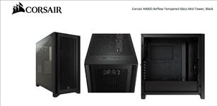 Corsair, Carbide, Series, 4000D, Airflow, ATX, Tempered, Glass, Black, 2x, 120mm, Fans, pre-installed., USB, 3.0, x, 2, Audio, I/O., Case, 