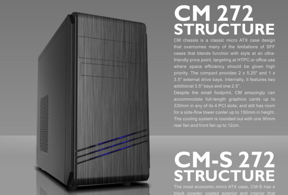 Casecom, CM-272, mATX, w/550W, USB3+USB2, HDAudio, 