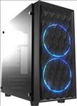 Casecom, CMC-72, Micro, ATX, Tower, Side, Transparent, Temper, glass, 2x12CM, Blue, LED, FANs, with, 550W, PSU, PCIE, 6+2, pins, Gamming, 