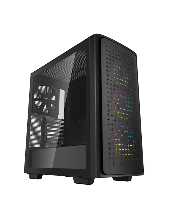 Deepcool, CK560, Black, Mid-Tower, Computer, Case, Tempered, Glass, Panel., High-Airflow, Performance, 4, x, Pre-Installed, Fans, Wi, 