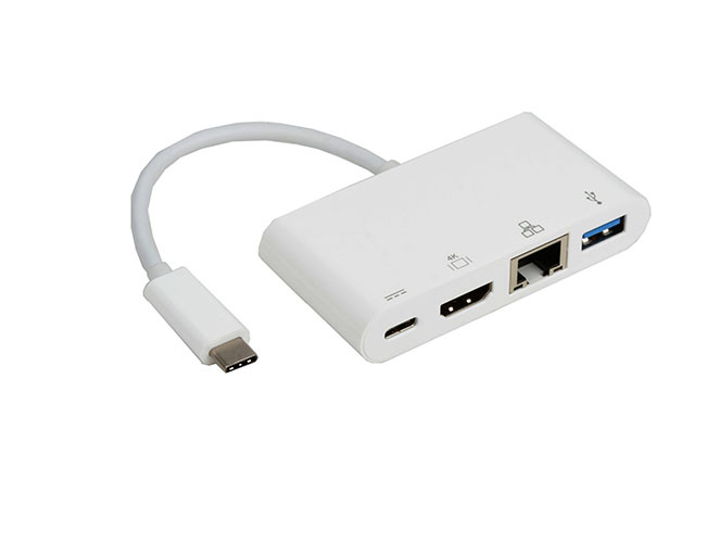 Cables/8ware: 8Ware, USB, Type-C, to, USB, 3.0, A, +, HDMI, +, Gigabit, Ethernet, with, Type-C, Charging, Port, Adapter, Cable-, Up, to, 60W, 