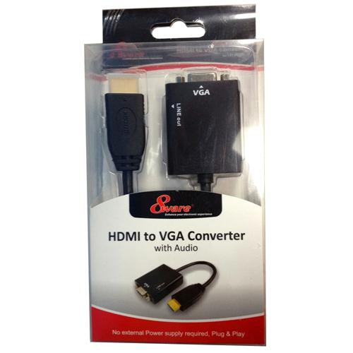 Video Cables/8ware: 8Ware, HDMI, 19-pin, to, VGA, 15-pin, Male, to, Female, Converter, without, Power, Adapter, plus, 3.5mm, Stereo, Audio, Out, 