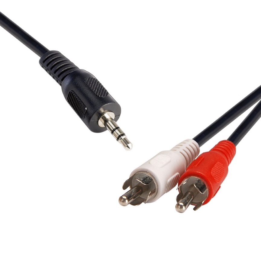 Video Cables/8ware: 8Ware, 3.5, Streo, Plug, to, 2, x, RCA, Plug, 2m, 