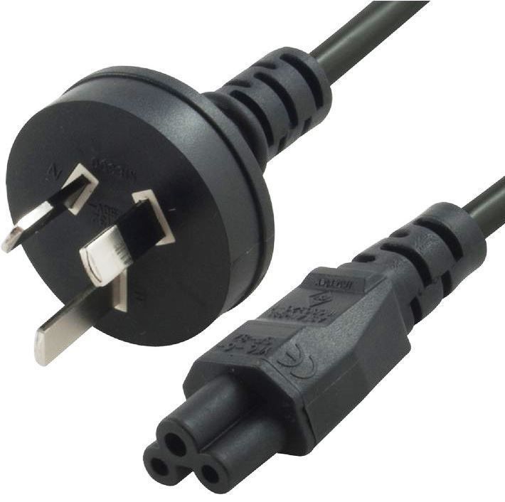 8ware, AU, Power, Lead, Cord, Cable, 2m, -, 3-Pin, to, Cloverleaf, Plug, ICE, 320-C5, Mickey, Type, Black, 240V, 7.5A, 3, core, for, Notebook/, 