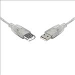 8Ware, USB, 2.0, Extension, Cable, 0.25m, 25cm, A, to, A, Male, to, Female, Transparent, Metal, Sheath, Cable, 
