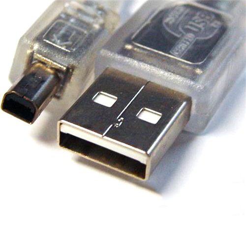 Cables/8ware: 8Ware, USB, 2.0, Cable, 3m, A, to, B, 4-pin, Mini, Transparent, Metal, Sheath, UL, Approved, 