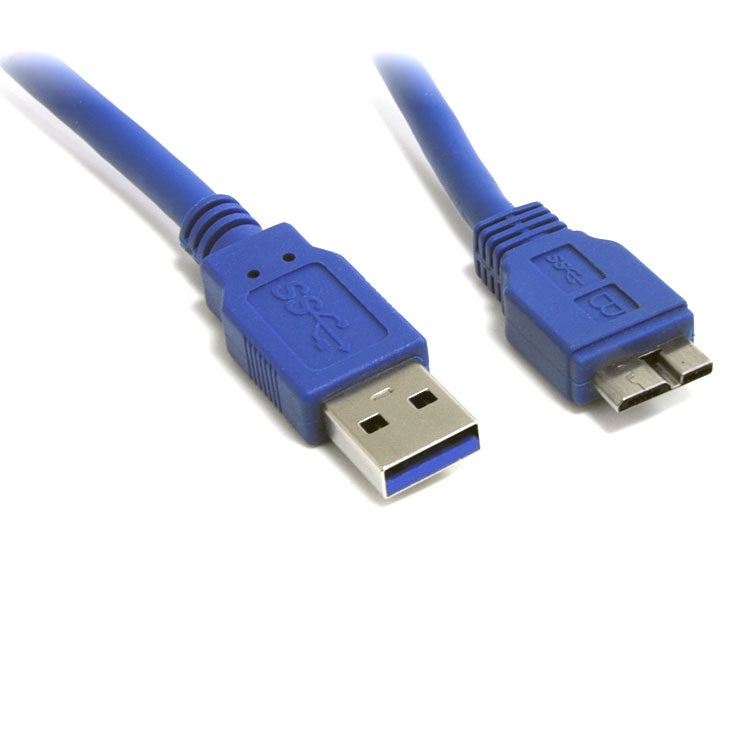 Cables/8ware: 8Ware, USB, 3.0, Cable, 2m, USB, A, to, Micro-USB, B, Male, to, Male, Blue, 