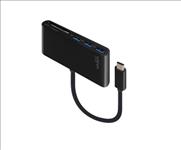 Alogic, USB-C, to, Multi, Card, Reader, &, 3-Port, USB, Hub, -, 10cm, Black, -, VROVA, Series, 