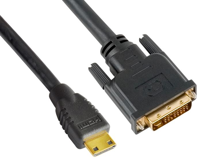 Video Cables/Astrotek: Astrotek, Mini, HDMI, to, DVI, Cable, 60cm, -, 19, pins, Male, to, 24+1, pins, Male, 30AWG, OD6.0mm, Gold, Plated, Black, PVC, Jacket, RoHS, LS, 