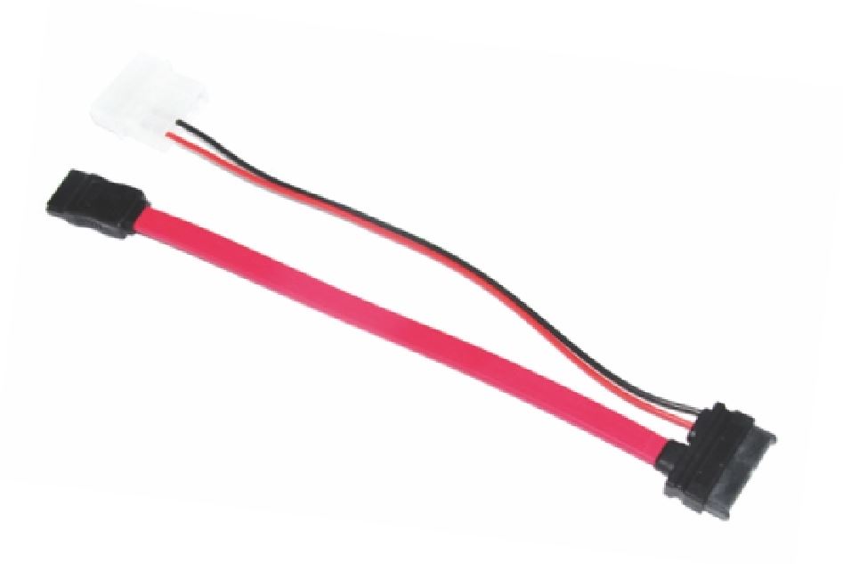 Cables/Astrotek: Astrotek, Slim, SATA, Cable, 50cm, +, 10cm, 6, pins, +, 7, pins, to, 4, pins, +, 7, pins, Red, Colour, 