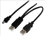 Astrotek, USB, 2.0, Y, Splitter, Cable, -, Type, A, Male, to, Mini, B, 5, pins, 1m, +, USB, Type, A, Male, 2m, Black, Colour, Power, Adapter, Hub, 