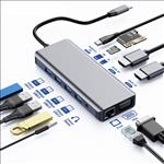 USB, C, Dock, 12, in, 1, with, 2X, HDMI, 1X, VGA, 1XRJ45, 3XUSB3.0, 1x, usb, 2.0, TF/SD, Card, Reader, 3.5mm, Audio, Type, C, PD, charg, 