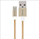 Promate, linkMate-U2M, Ultra-Durable, Mesh, Braided, Micro-USB, Sync, &, Charge, Cable, 120cm, Gold, 