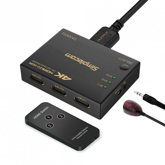 Simplecom, CM303, Ultra, HD, 3, Way, HDMI, Switch, 3, IN, 1, OUT, Splitter, 4K@60Hz, 