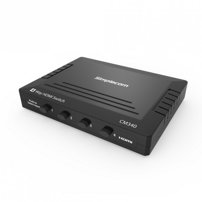 Cables/Simplecom: Simplecom, CM340, Mechanical, 4, Way, HDMI, Switch, Box, 4, Port, 4K, UHD, HDCP, 